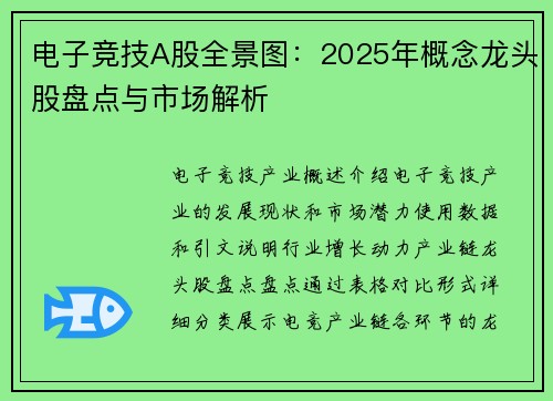 电子竞技A股全景图：2025年概念龙头股盘点与市场解析